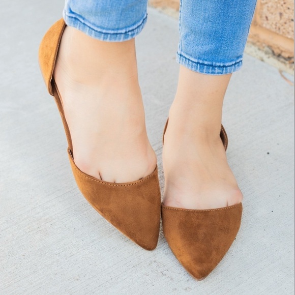 Light Brown Pointed D’Orsay Flats - Picture 2 of 9